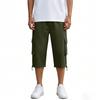 Men’s Casual 3/4 Length Cargo Shorts Elastic Waist Relaxed Fit Lightweight Multi Pocket Knee Length Pants