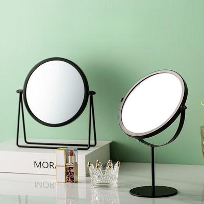 Retro Metal Vanity Mirror Desktop Makeup Round Mirror Portable Household Rotating Dressing Mirror for Girl 360° Rotation