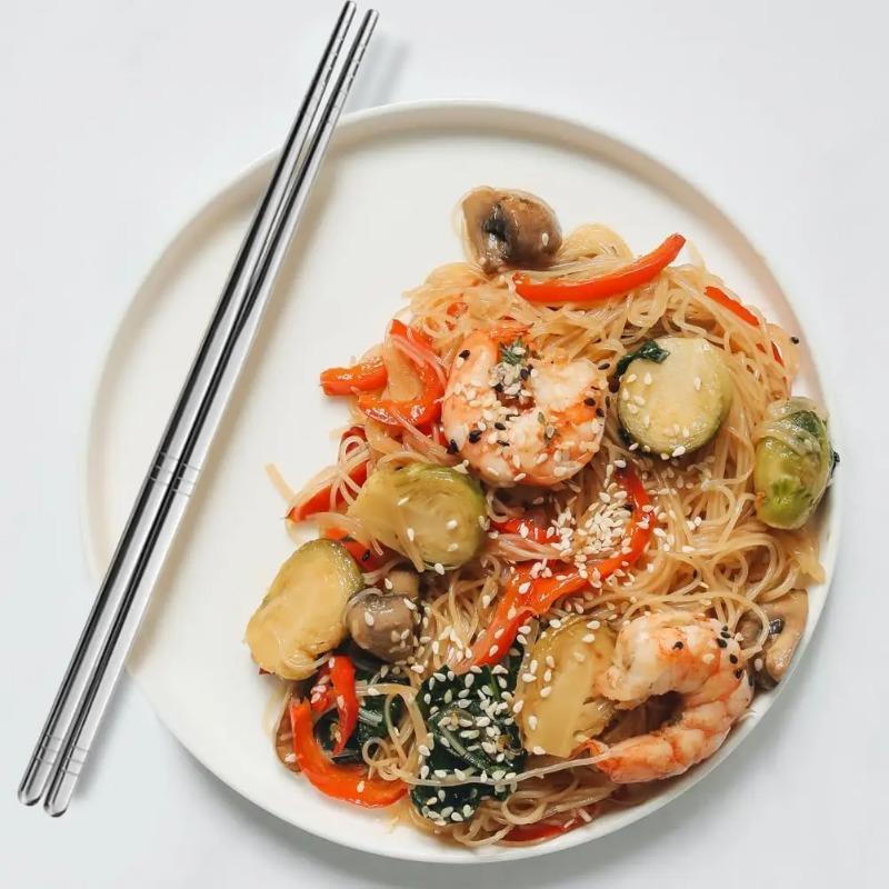 Premium Reusable Stainless Steel Chopsticks, Square Non-Slip Design, Dishwasher Safe, Perfect for Home, Hotel & Restaurant