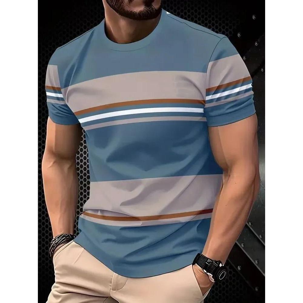 Fashion Striped Pattern 3D Print T-Shirts Men's Short Sleeve O-Neck T Shirt Casual Streetwear Harajuku Top Tees Men Clothing