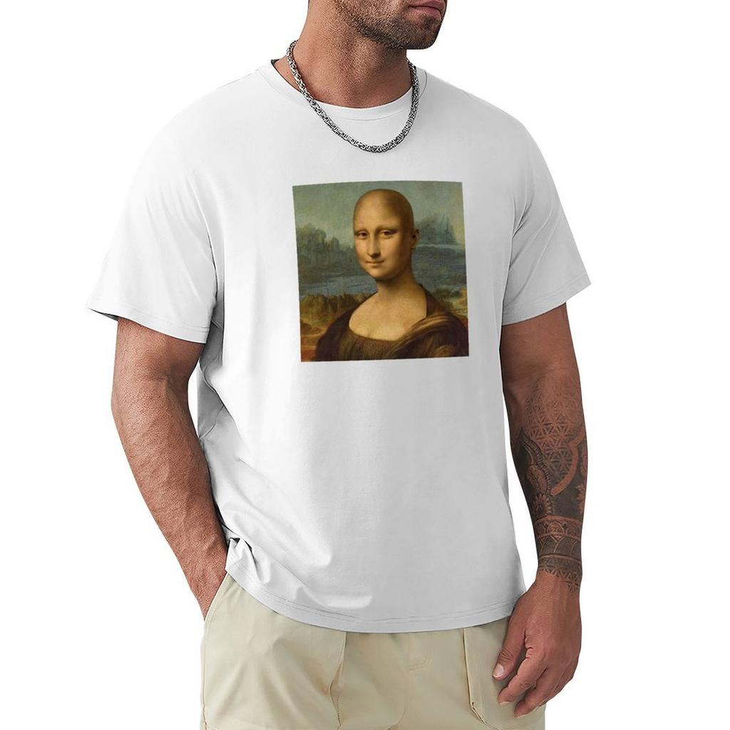 Mona Lisa Monalisa Bald Meme TShirt funny costumes korean fashion shirts men