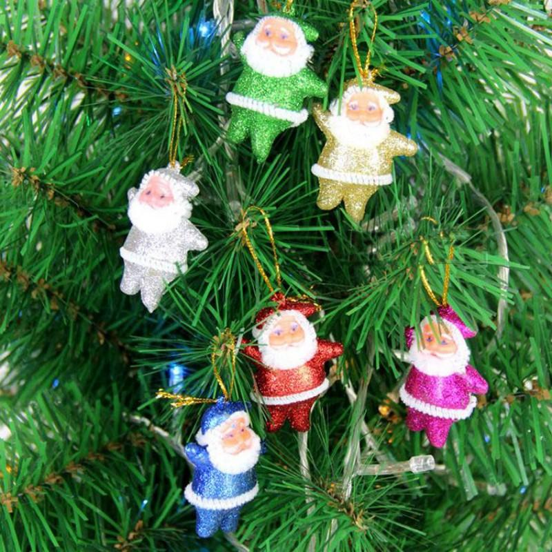 6PCS Christmas Dolls Plush Playthings Keychain Cute Santa Claus Bag Pendant Christmas Tree Decor Ornament ideal for Girl Children Xmas Gift Idea