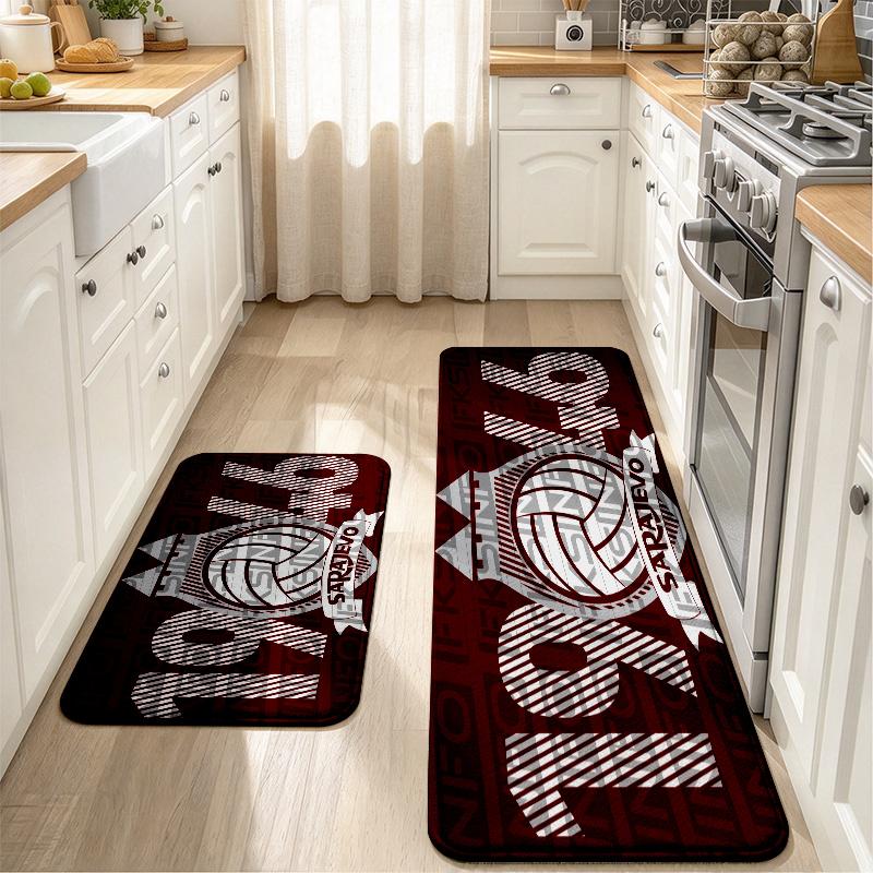 FK Sarajevo Print Flannel Kitchen Mat Christmas Soft Area Rug Non Slip Floor Carpet Home Decoration