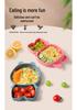 Baby Silicone Dinnerware Set: Silicone Bowl, Cartoon Plate, Bib, Divided Stainless Steel Spoon, Fork, Cup.