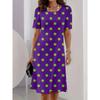 Summer Fashionable Casual Round Neck T-shirt Short Sleeved Mid Length Mini Dress Soft Comfortable Retro Versatile Party Loose 3D Printed Women's Dress