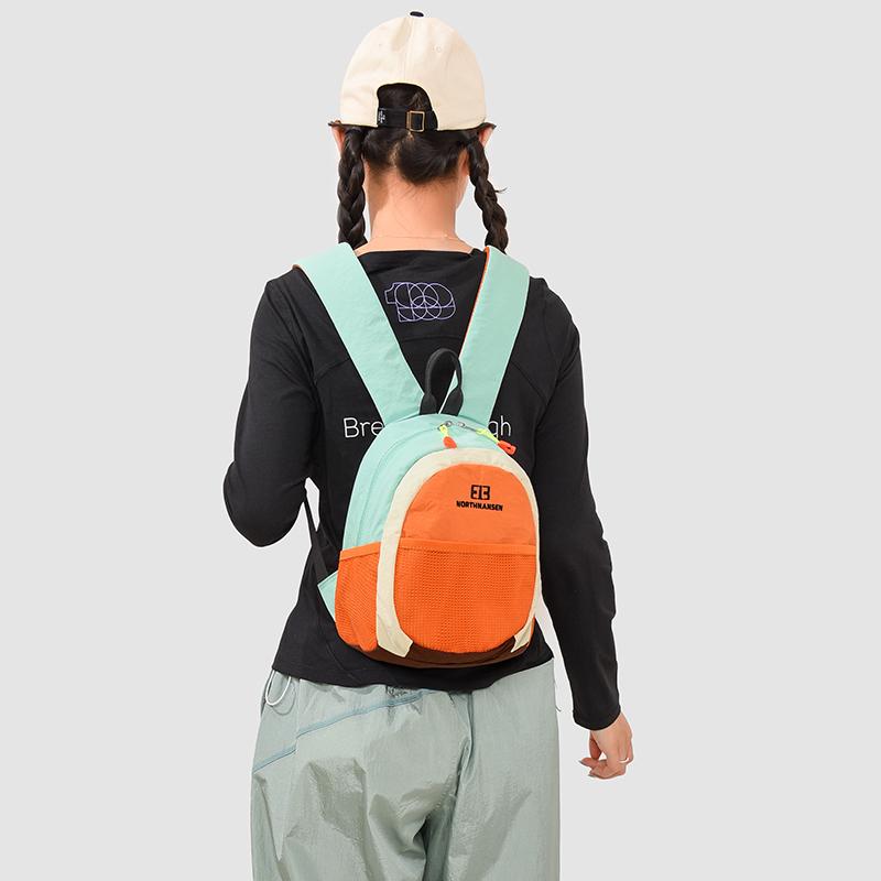 Colorblock Nylon Backpack with Mesh Pocket Lightweight Outdoor Daypack for Travel School Daily