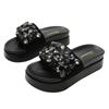 Small Size Muffin Platform Slippers Women's Summer Wear 2025 New Internet Celebrity Diamond Buckle Heightening Sandals Beach Shoes Ins Tide