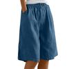 Women's High Waist Elastic Waistband Linen Bermuda Shorts Casual Loose Wide Leg Shorts With Side Pockets For Summer