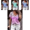 Elegante Damen V-Ausschnitt Kurzarm Blumenmuster Oberteile T-Shirt Für Freizeitkleidung