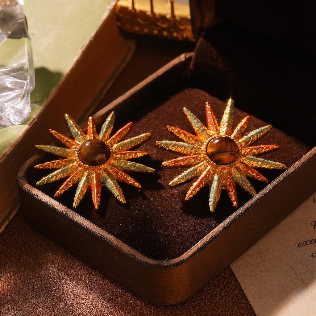 Retro Personality Fashion High Sense Metal Pearl Flower Enamel Painted Fringed Earrings Temperament Simple Ear