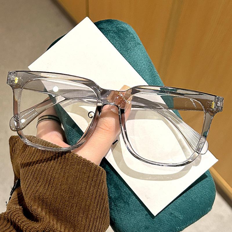 New Transparent Glasses Square for Students with Myopia Male Female Flat Light Large Round Face Anti Blue Light Glasses Frame