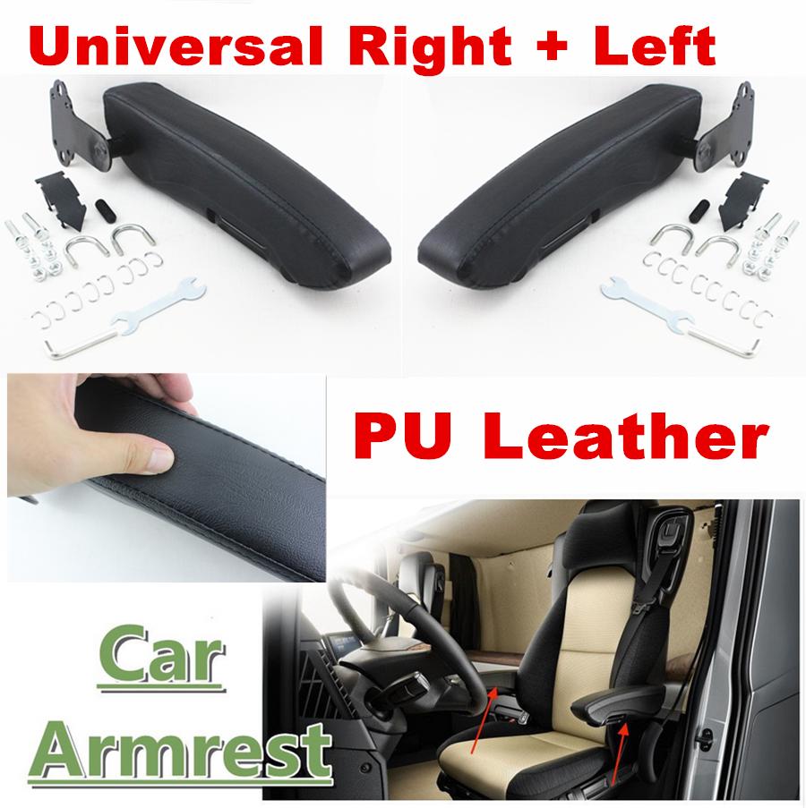 Central armrest with leather-extended bracket-left+right black