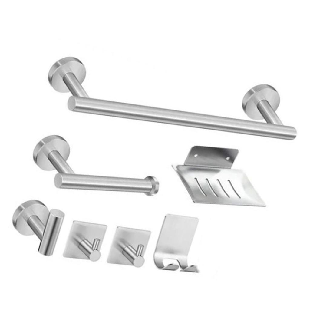 Bathroom Hardware Accessories Kit 7 Piece Towel Rack Tissue Holder Coat Hook Razor Hook Soap Tray Multifunction Hook Set