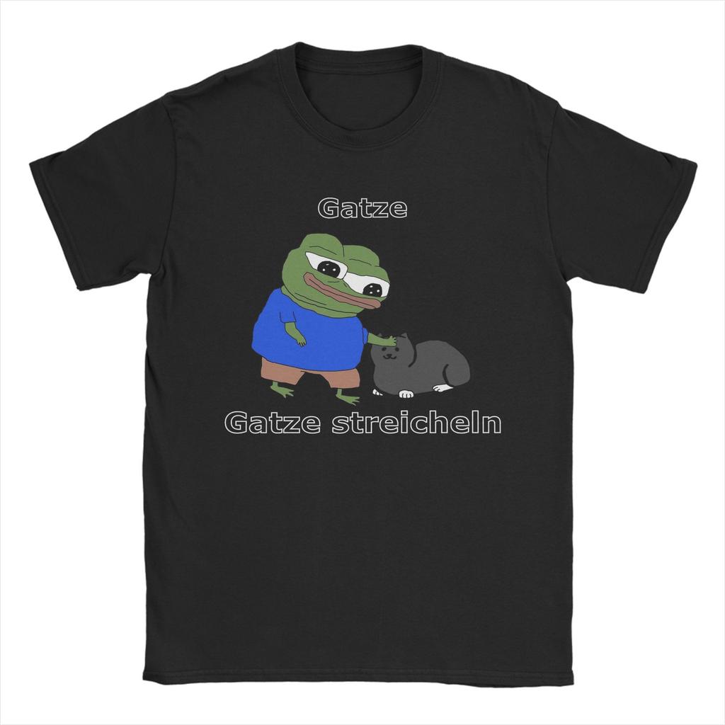 Klappa katt Husdjur Katt Meme T-shirt Män P-pepe Grodan Grym 100% Bomull T-shirts O-hals Kortärmade T-shirts Sommarkläder