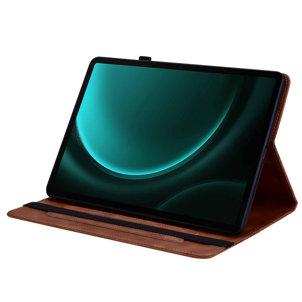 Leather Case For Samsung Galaxy Tab S10 Lite/S10 FE/S9 FE/S9 Heart Imprint Foldable Stand Card Slot Stylus Holder Tablet Cover