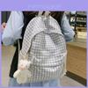 Chic Houndstooth Backpack For Women Korean Style High School College Girl Casual Trendy Bag