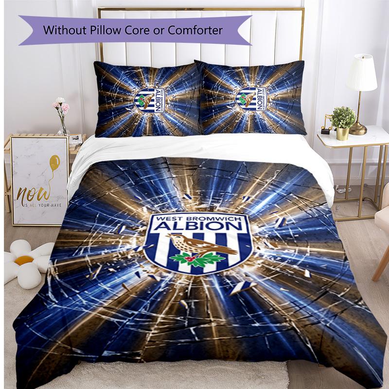 Set Biancheria da Letto Stampato West Bromwich Albion Football 3 Pezzi, Set Copripiumino Confortevole e Delicato sulla Pelle per Camera da Letto