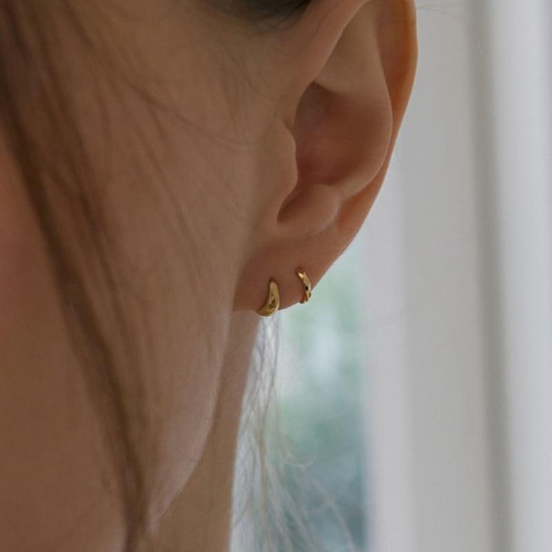 MIAF 14K Shine-Cut One-Touch Earrings