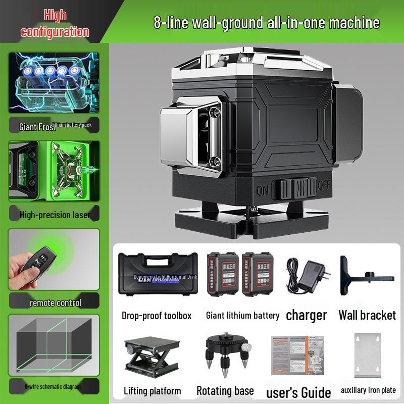 High-Precision Green Laser Level with 16 Lines for Wall and Floor Integration