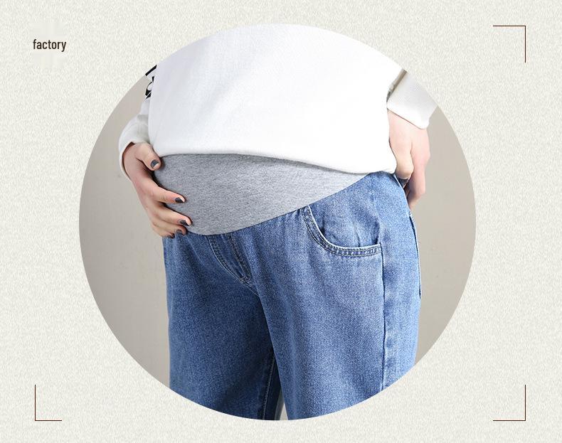 Maternity Stretch Straight-Leg Jeans: Loose Fit, Plus Size, Spring/Autumn Style