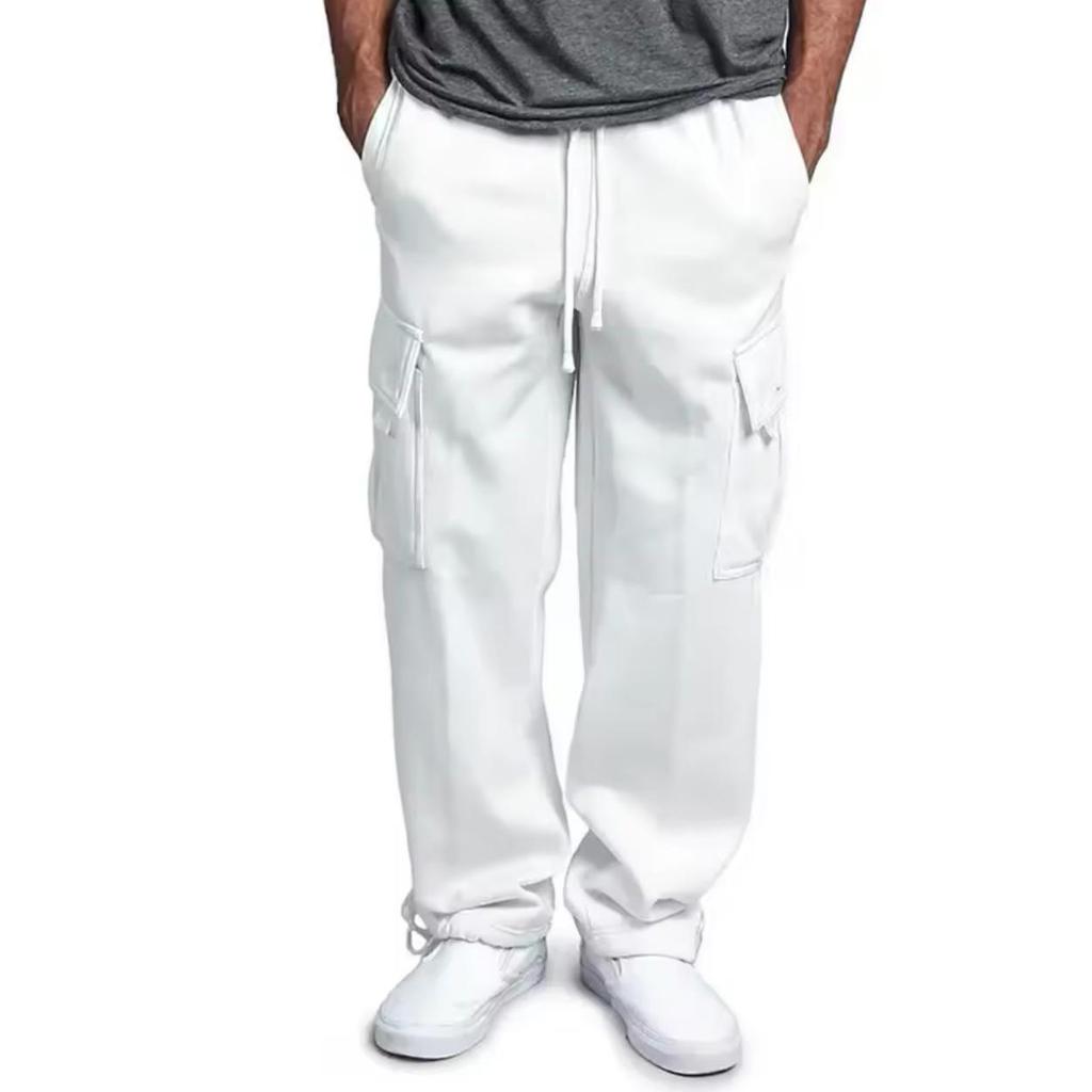 2024 Men's Multi-Pocket Sports Casual Drawstring Trousers with Cuffed Loose Fit