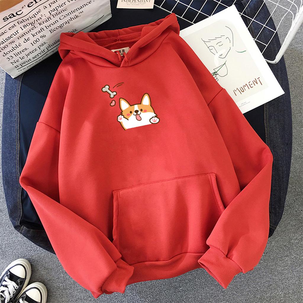 Women's Print Hoodies Pullover Long Sleeve Drawstring Sweatshirts with Pocket