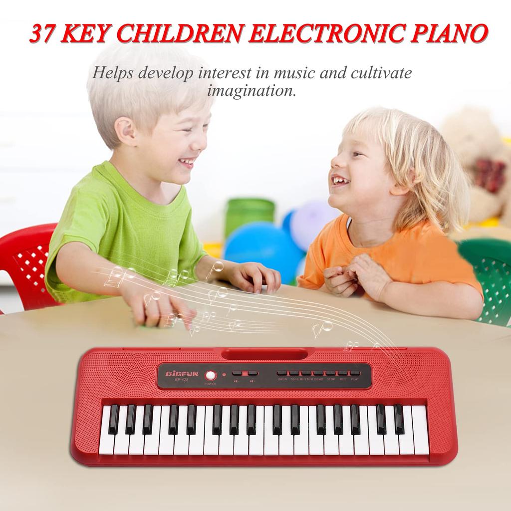 Btuty 37-Tasten Digitalpiano mit 10 Demo-Presets, Mini-Mikrofon und Kopfhörer-/Aux-Aufnahmebuchse, Multifunktionales Kinderkeyboard