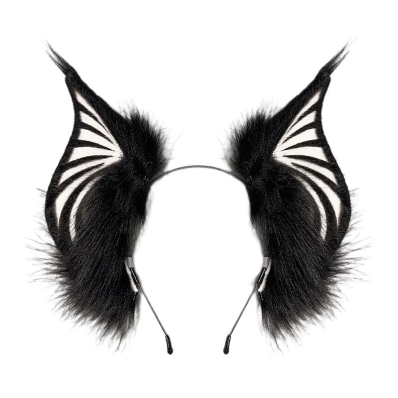 Gothic Bat Creature Ears Headpiece Cosplay Plush Hair Hoop Props For Role Play And Costume Event LARP