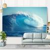 2D Surfwellen-Wandteppich, Blauer Ozean-Fasswellen-Hintergrundtuch