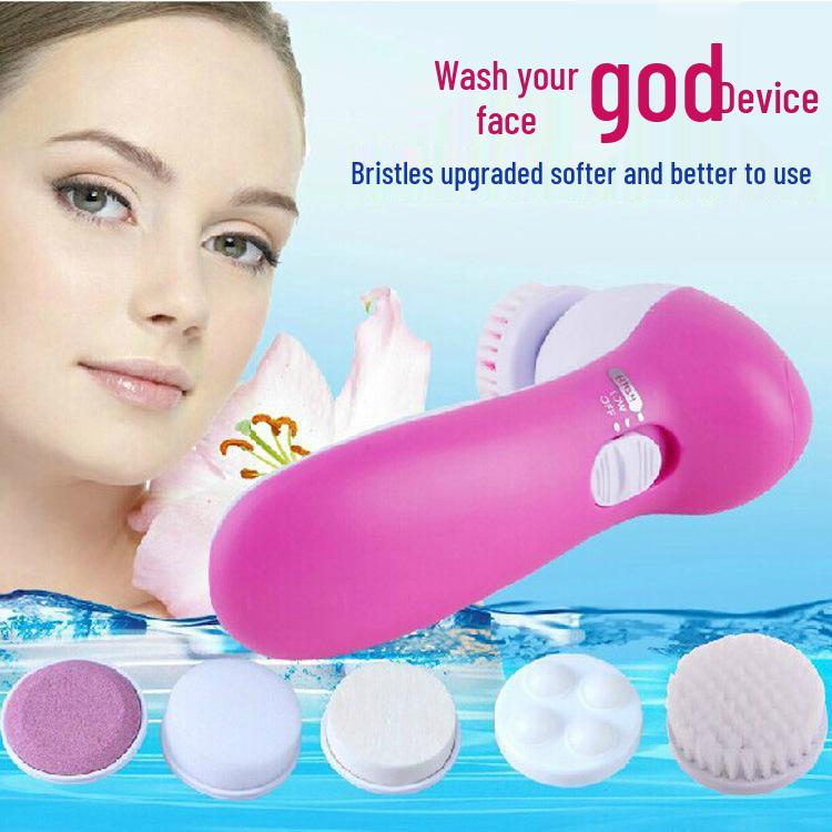 Five-in-One Electric Facial Cleansing Brush and Massager