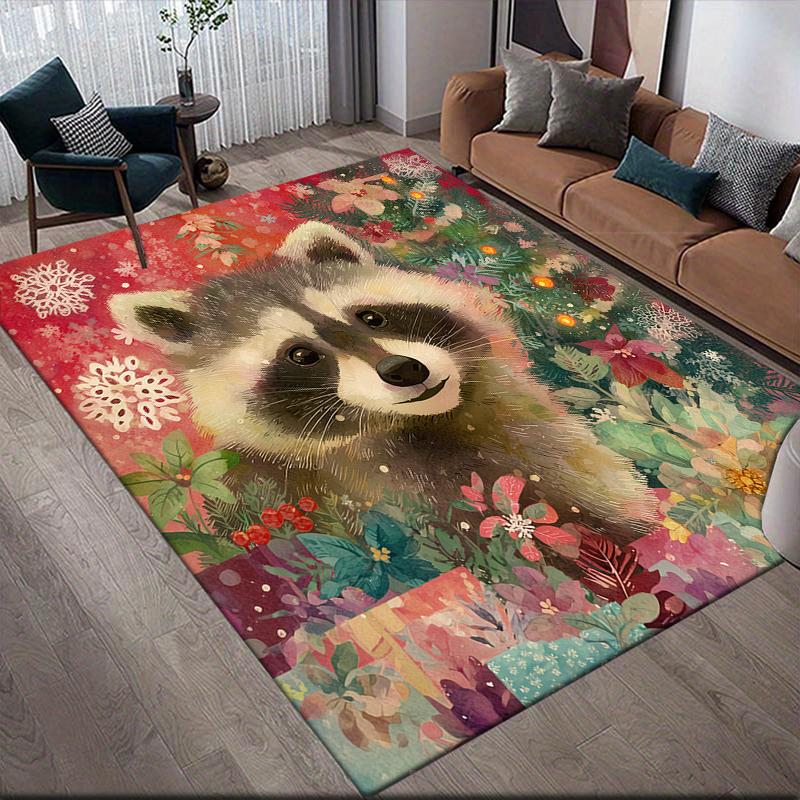 Christmas Animals Home Sofa Decoration for Living Room & Bedroom, Non‑Slip Play Flannel Floor Mat for Game Room