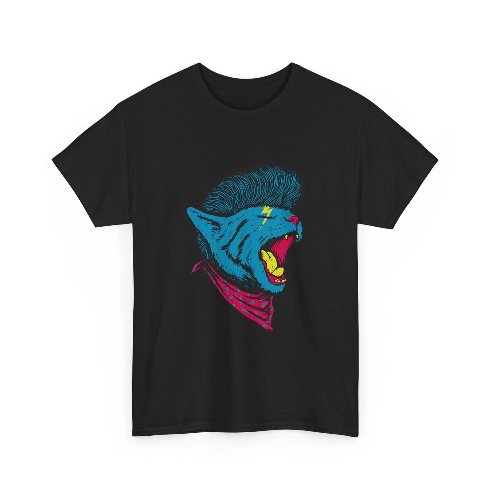 

Neon Screaming Cat Head T-Shirt | Punk Rock Retro, Cool Style, Fashion, Quality L