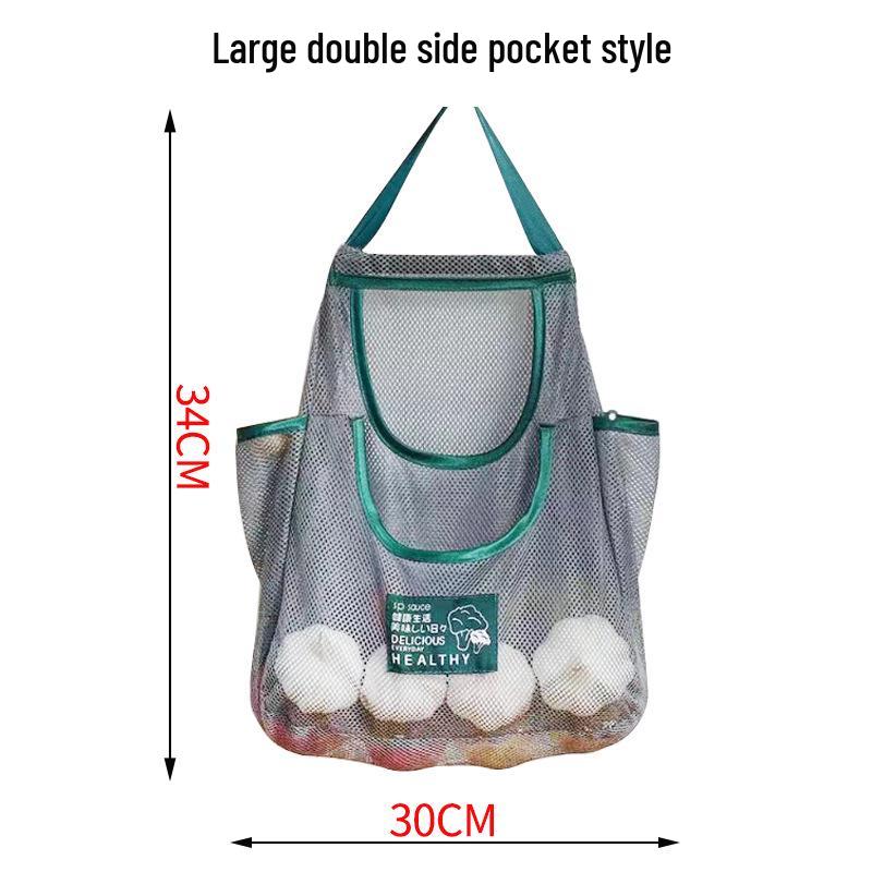 Wandmontierte multifunktionale Netztasche für Handtaschen, Obst und Gemüse - Knoblauch-, Ingwer- und Zwiebellagerung