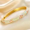 Classic Hollow Out Flower Bangle Chinese Women's Hand Bracelet Vintage Cloisonne Bangle  Girls