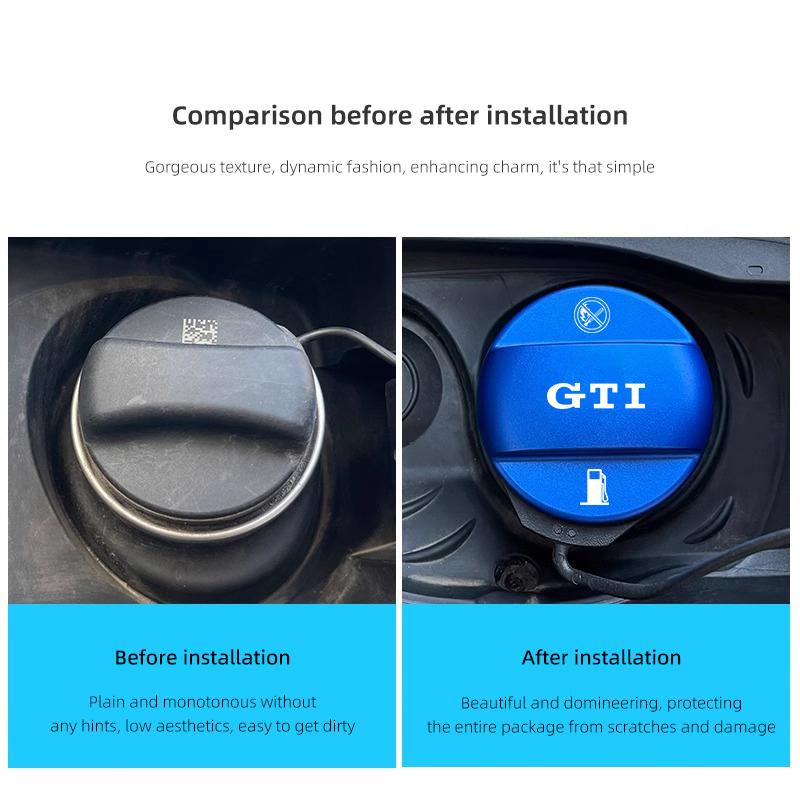 OBTLU1 Car Fuel Cap Aluminum Alloy Oil Box Lid Petrol Tank Cover For VW GTI Polo Golf Passat Tiguan Arteon Touareg Taigo Caddy Jetta CC