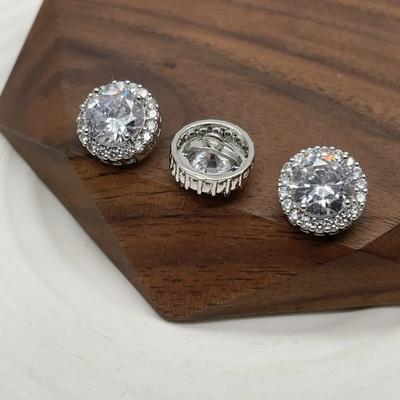 Boutons en zircone brillants et luxueux, boutons ronds en laiton de 12,5 mm, boutons décoratifs pour vêtements féminins
