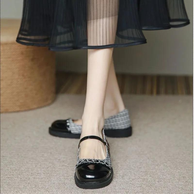 Shoes for Women Gothic Black Japanese Style Lolita Mary Jane Round Toe Woman Flats Modest Chic and Elegant New in Cheap A Line