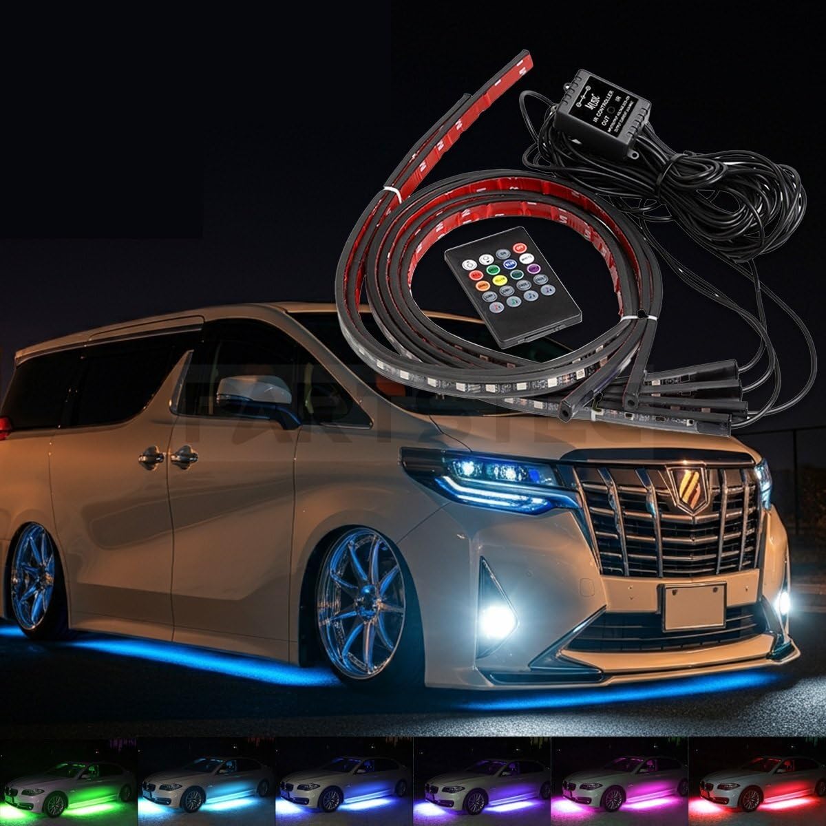 

MOTOR POWER 12V RGB LED Set of Remote Control Neon Strip Sound ACC Underlight, 90cm/120cm, 4, Included, Light, Illumination, Sensor, Multi-Color