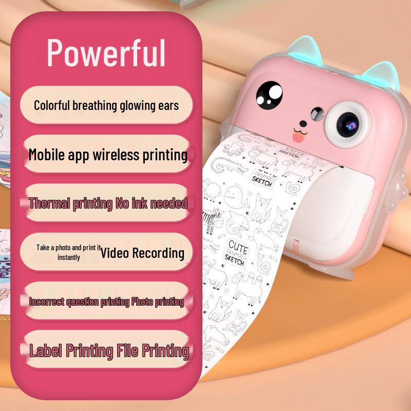 Q5 Barnas Øyeblikkelig Termisk Utskrift Digitalkamera - Tegneserie Miniutgave.