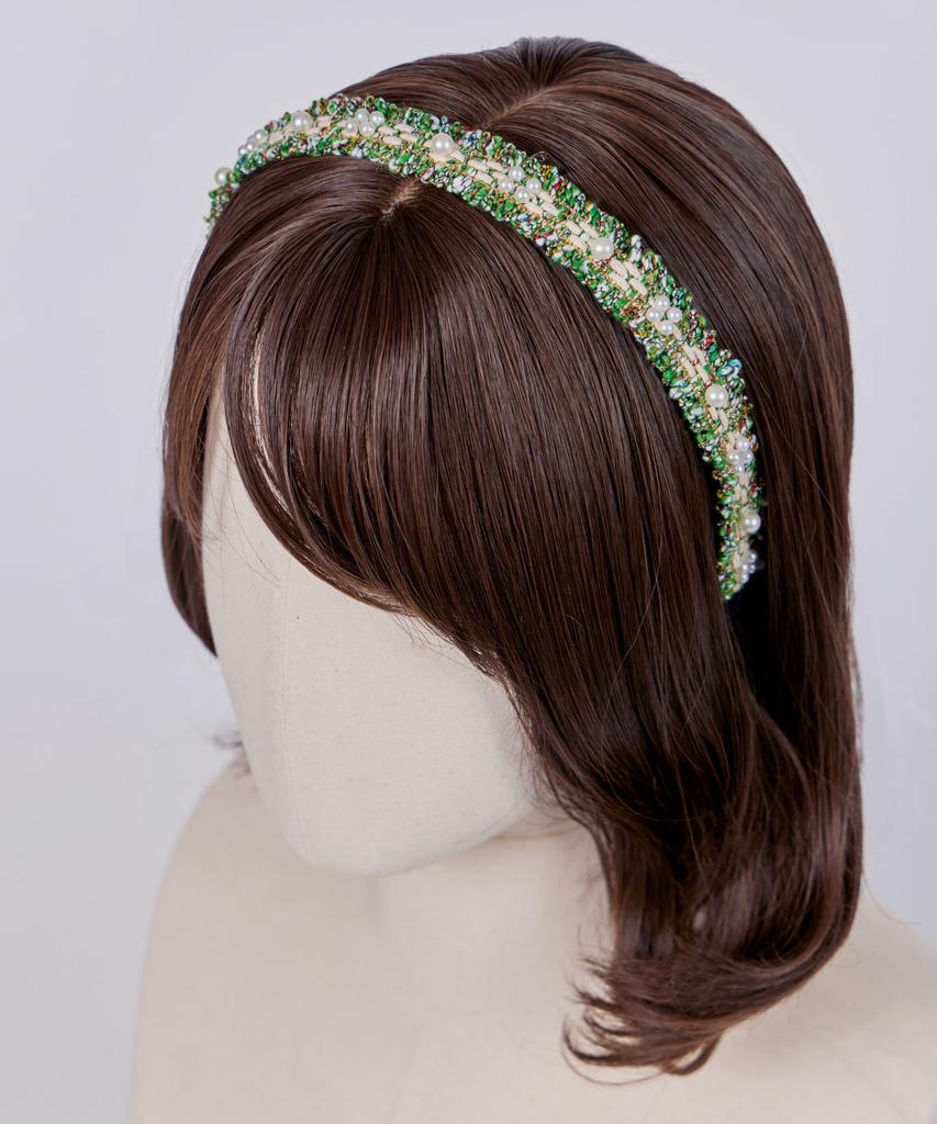 Maia Tweed Pearl Headband P-Green