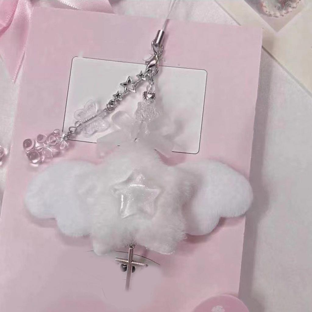 Handmade Beaded Phone Chain Wing Bowknot Pendant Phone Chain Bag Charm Stylish Phone Accessory for Fashion Enthusiasts