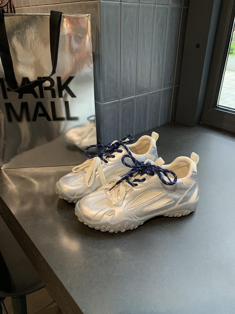 2025 New Shoes Women's Mesh Breathable Ribbon Ballet Fashion Training Shoes Casual Sports White Shoes Vintage Casual Shoes