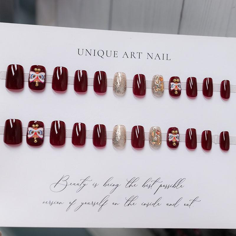 Wholesale Lion Dance Nail Art Gems Wearable Nail Stickers Jp101 Iron Bangs Sparkling Sweet Style Cartoon