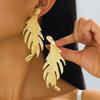 European & American Cross-Border Alloy Leaf Dangle Earrings: Exaggerated, Long, Niche Design, Light Luxury Style
