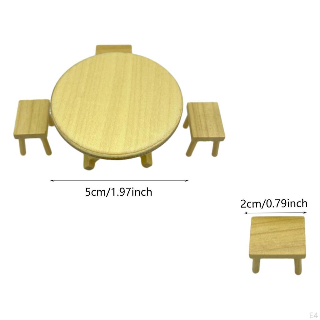 1/12 Dollhouse Dining Table Chair Model Set Accessories Miniature Furniture for Fairy Garden