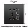 British 13A Socket with USB-C Fast Charging, Hong Kong & Macau Version, Black 3-Hole Square Pin 86 Panel