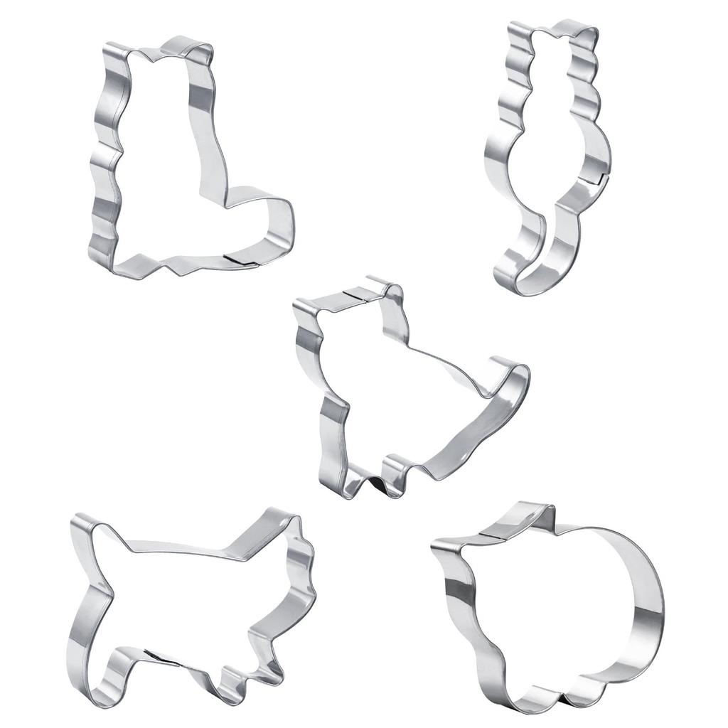 9-Piece Creative Cartoon Cat Cookie Cutters - Stainless Steel Kitten Shapes