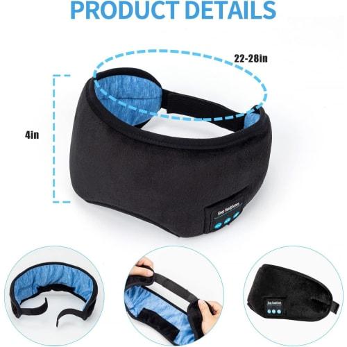 Sleep Headphones, Music Sleep Eye Mask, Upgraded Travel Sleeping Headset with Sleep Eyeshade, Built-in Speaker and Microphone, Washable