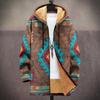 New Jacket: Multi-colored Pattern Elements, Zipper Hooded Cardigan, Thickened Winter Fleece Padded Clothes, Yellow Lining, Trendy Cotton Clothes