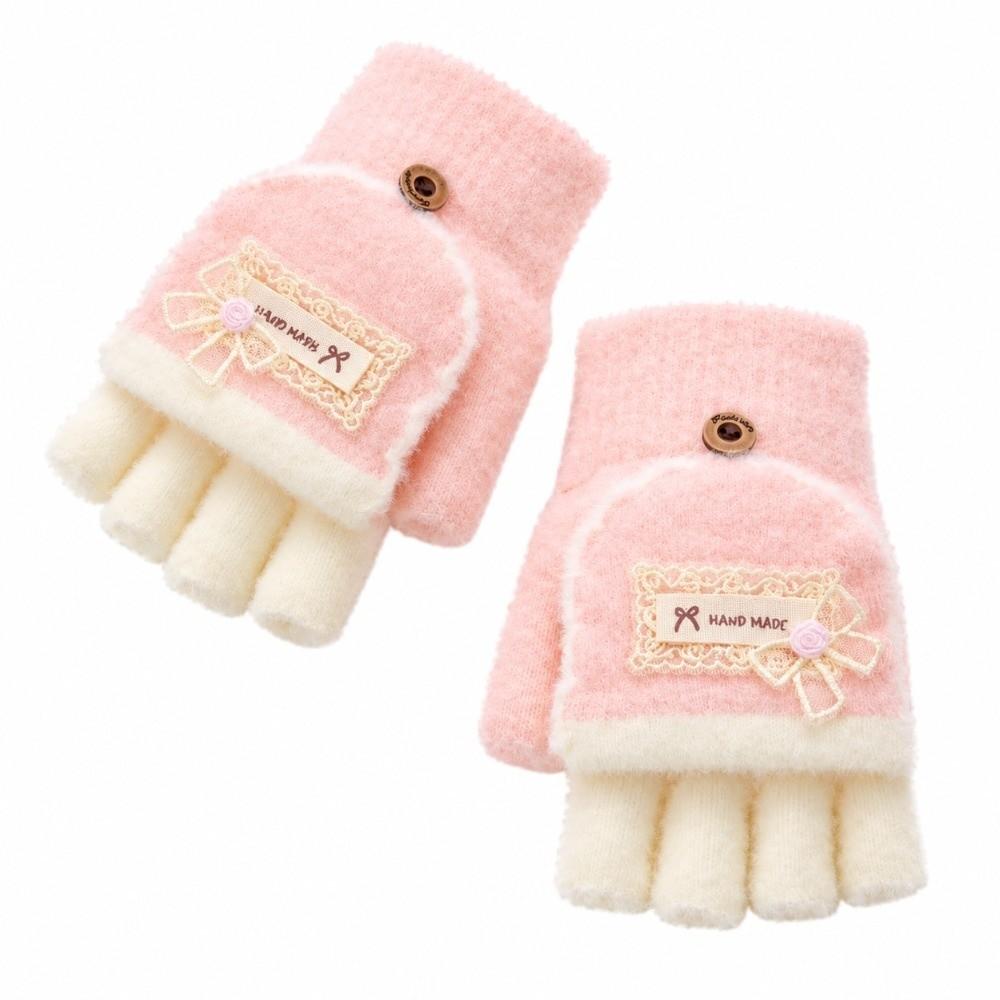 Soft Warm Kids Gloves Plush Writing Gloves Gifts Half Finger Mitten  for Girls Boys